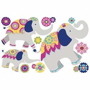 Наклейки для декора Слоники – розовый (Roommates, RMK3044TBk)